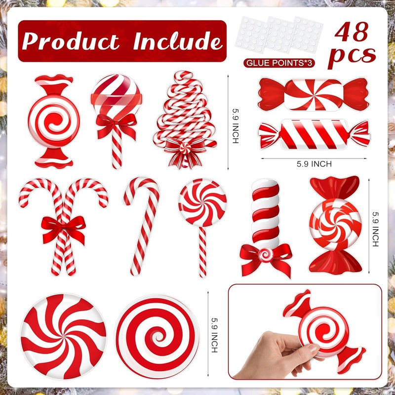 TREWAVE Winter Peppermint Candy Cane Cutouts Christmas Bulletin Board Decorations Classroom Holiday Cut-Outs Decor Home School Stickers for Wall Window Blackboard - Image 2